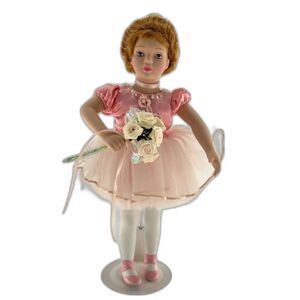 Avon Porcelain Ballerina 9" Tall w/Stand 3.5" Wide. Tutu Pink, Red hair, boxed